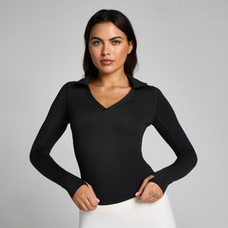 MyProtein MP Mujer Tempo Long Sleeve Collared Top - Negro - XS