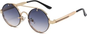 Generic Retro Round Frame Metal Punk Sunglasses, Outdoor Holiday Decorative Glasses for Men and For Women (