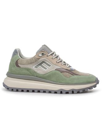 Floris Van Bommel Sportieve Van Bommel sneaker groen textiel met print