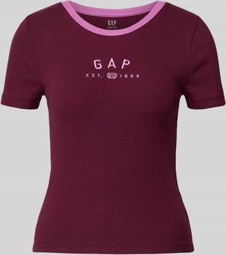 GAP T-Shirt mit Logo und Rundhalsausschnitt in Bordeaux, Größe XL