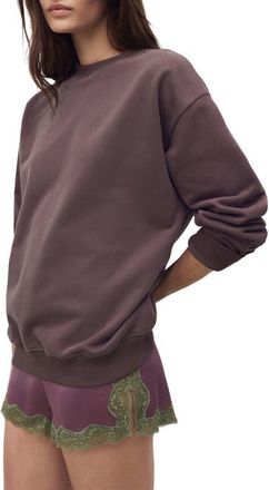 Mango Cotton Fleece Sweatshirt in Dark Red at Nordstrom, Size Small