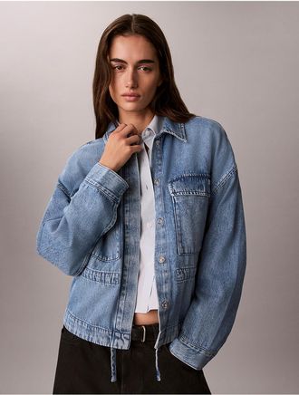 Calvin Klein Jeans Calvin Klein Womens Utility Cropped Denim Jacket - Blue - XS
