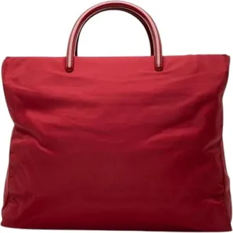 Prada Pre-owned Tote Bags, female, Red, Size: ONE SIZE Pre-owned Nylon Tote