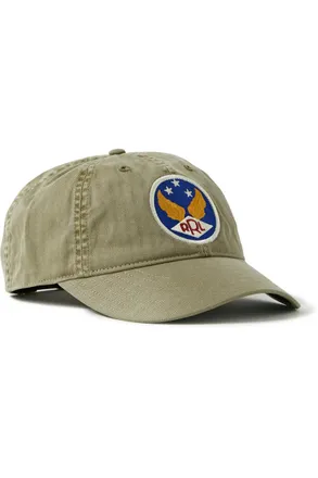 Ralph Lauren Logo-Appliqu&eacute;d Herringbone Cotton-Twill Baseball Cap