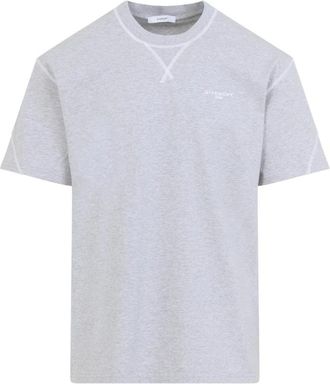 Givenchy T-shirt met Grosgrain Patch - Heren - T-shirts - Grijs - L - Katoen - Tops