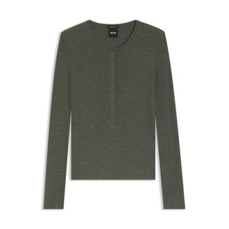BOSS Merino wool sweater with Henley neckline