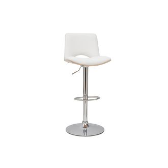 Miliboo Miliboo - Taburete De Cocina De Dise&ntilde;o Ajustable Blanco Con Tonos De Madera Blanca Panach