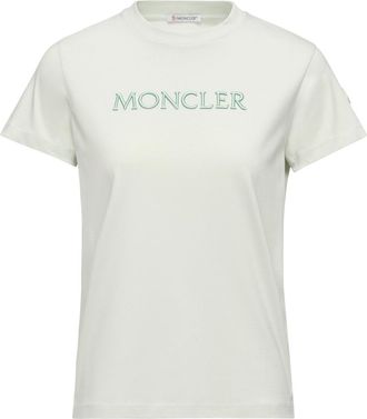 Moncler Moncler Embroidered Tonal Logo Cotton T-shirt, Women, Green, Size: Xl