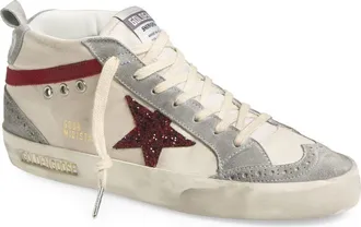 Golden Goose Mid Star Sneaker in White/Grey/Bordeaux/Red at Nordstrom, Size 10Us