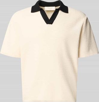 Jack & Jones Jack & Jones Regular Fit Poloshirt mit V-Ausschnitt Modell COTEDAZUR in Beige, Gr&ouml;&szlig;e XXL