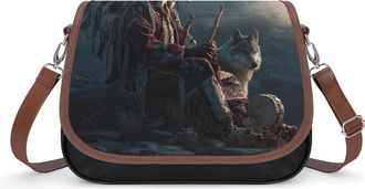 Generic Native USA Chieftans Wolf Crossbody Bags for Women Shoulder Messenger Bag Purse Handbags