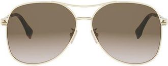 Fendi graphy 61mm Gradient Pilot Sunglasses in Shiny Endura Gold /Brown at Nordstrom