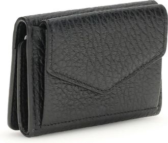 Maison Margiela Womens Wallet With White Stitch Black Calf Leather Bos Taurus