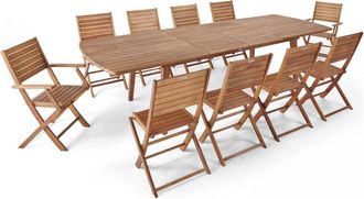 Oviala Mesa extensible y 10 sillas de madera