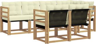 vidaXL Conjunto De Sof&aacute;s De Exterior 7 Uds. Blanco Y Crema Vidaxl