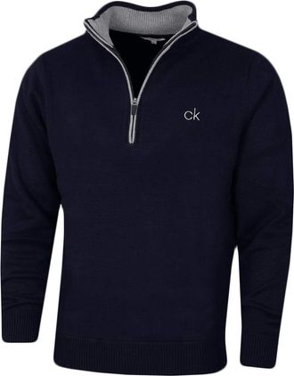 Calvin Klein Mens Lined Chunky Half Zip Sweater - Navy - XXXL
