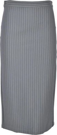 Patrizia Pepe Grey Pinstripe Viscose-Blend Midi Skirt