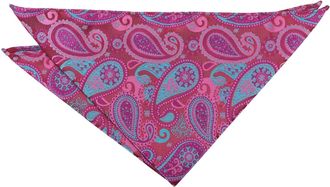 DQT Paisley Bohemian Floral Wedding Pocket Square Handkerchief for Men - Pink & Turquoise