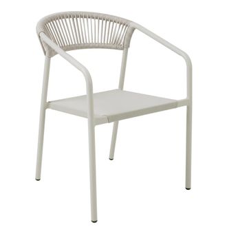 Oviala Silla de jard&iacute;n de aluminio y rat&aacute;n sint&eacute;tico con reposabrazos beige
