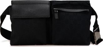 Gucci Pre-owned Womens Gg Canvas Belt Bag With Buckle - Black Textile - One Size