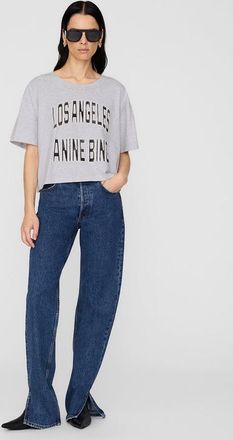 Anine Bing Johnny Cropped Tee in Grey at Nordstrom, Size Large