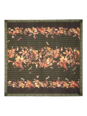Jean Paul Gaultier floral striped scarf - women - Cotton/Silk - One Size - Green