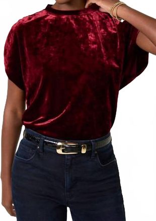 M&eacute;lissa Nepton Acacia Velvet Shirred Shoulder Tee In Burgundy