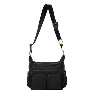 Generic Cymwer Nylon Multi-pocket Shoulder Bags Large Crossbody Bag for Women Men Daily (Black)