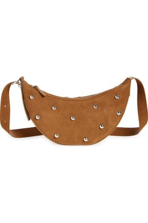 Madewell Handbags Womens Dried Acorn Suede Studded Crossbody Strap GBO3765