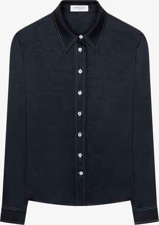 Serena Bute Satin Serena Shirt - Navy Blue