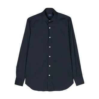 Finamore Napoli Shirt - Heren - Casual Overhemden - Blauw - L - Katoen - Overhemden
