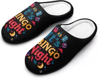 Generic Its Bingo Night Funny Mens Cotton Slippers Soft Non-Slip Rubber Sole House Slipper Indoor Outdoor