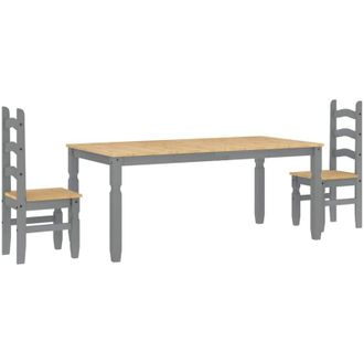 vidaXL Vidaxl - 3 Piece Dining Set Panama Grey Solid Wood Pine