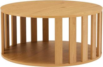 Oviala Mesa de centro redonda con acabado madera, di&aacute;m 75 cm, madera clara