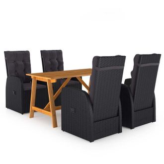 vidaXL Juego De Comedor Para Jard&iacute;n 5 Piezas Negro Vidaxl