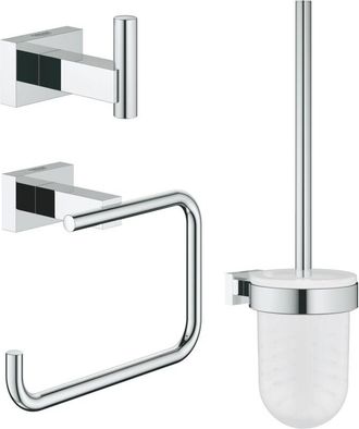 GROHE Juego De Accesorios Essentials Cube 3 En 1 Con Percha + Dispensador De Papel + Escobilla De Ba&ntilde;o (40757001) - Grohe