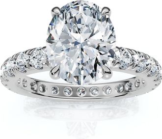 Pompeii3 Certified 2Ct Oval Diamond Engagement Eternity Ring 14k Gold or Pt Lab Grown