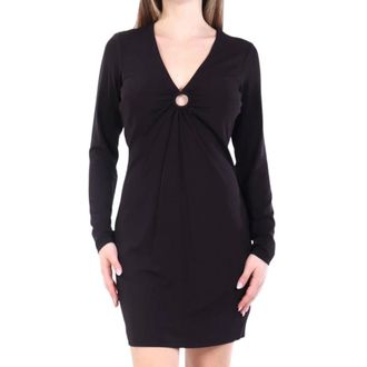 Michael Kors Kleedjes, Dames, Zwart, M, Polyester, Stretch Matte Jersey Keyhole Jurk