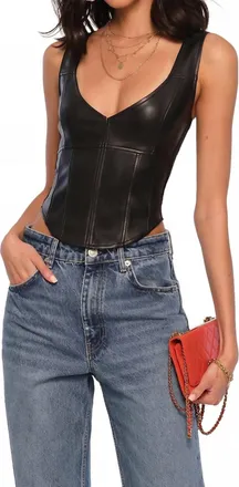 Heartloom Halo Faux Leather Tank Top In Black