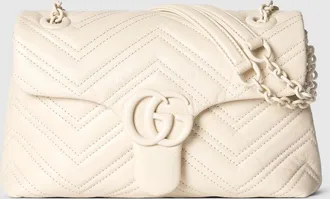 Gucci GG Marmont Small Shoulder Bag, White, Leather