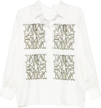 Max Mara Filtro Zijden Blouse - Dames - Overhemden - Wit - M - Overhemden