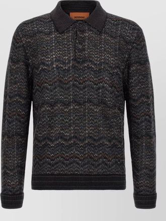 Missoni cashmere zigzag long-sleeve polo shirt
