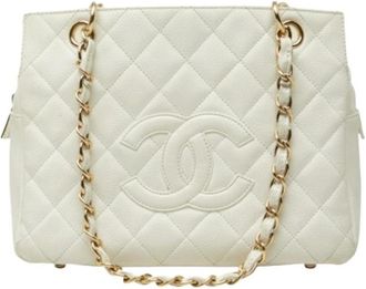 Chanel Pre-owned Caviar Chain Shoulder Bag (Petit Timeless Tote) - Dames - Vintage Schoudertas - Wit - ONE Size - Leer - Vintage