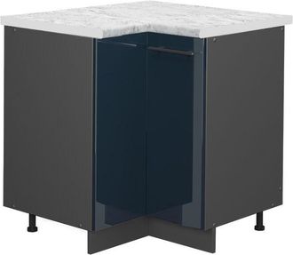 Vicco Armario De Esquina Fame-line, Azul Oscuro Alto Brillo, 80.5 Cm, Et M&aacute;rmol