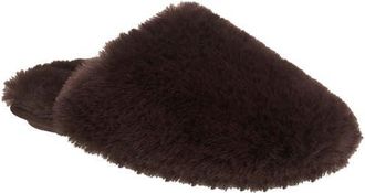 Nine West Faux Fur Closed Scuff Slipper in Brown at Nordstrom, Size Medium
