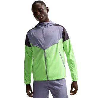 Nike Lichtgewicht Windrunner-jas voor heren (Paars/Zwart/Limoengroen)
