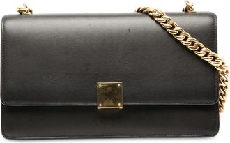 Celine Womens Pre-owned Small Leather Case Chain Flap - Black - One Size