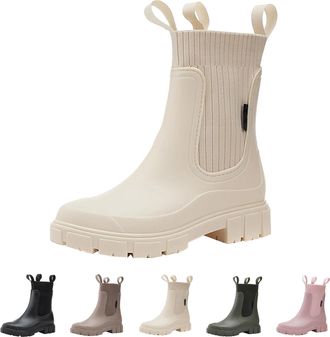 Generic Non Slip Wellington Boots Womens Womens Chelsea Wellington Boots Waterproof Short Wellies Comfortable Rain Boot Performance Walking Booties Breathable