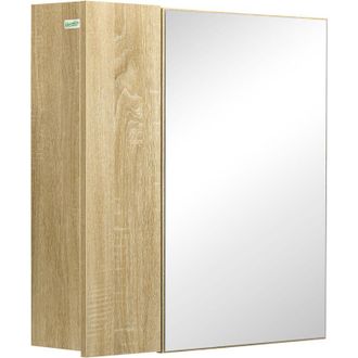 Kleankin Kleankin - Mobile a Muro con Specchio per il Bagno con 4 Ripiani in Truciolato