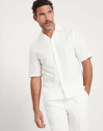 Brunello Cucinelli White Cotton Shortsleeve Mens Shirt